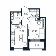 ЖК «Полис Новоселье», планировка 1-комнатной квартиры, 32.40 м²