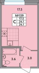 ЖК «Удача», планировка студии, 24.10 м²