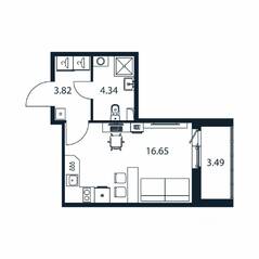 ЖК «Полис ЛАВрики», планировка студии, 24.40 м²