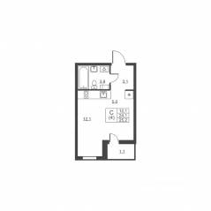 ЖК «Ермак», планировка студии, 25.20 м²
