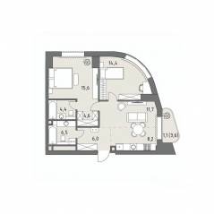 ЖК «Родина Парк», планировка 3-комнатной квартиры, 74.90 м²