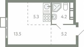 ЖК «Ново-Молоково», планировка студии, 27.50 м²