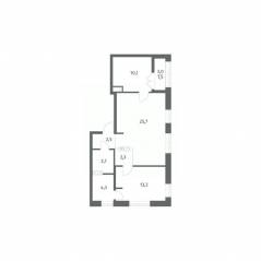 ЖК «NEWПИТЕР», планировка 2-комнатной квартиры, 63.48 м²