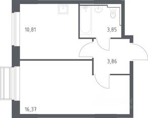 ЖК «Рублевский Квартал», планировка 1-комнатной квартиры, 34.40 м²