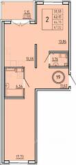 МЖК «Образцовый квартал 16», планировка 2-комнатной квартиры, 62.17 м²