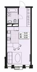 ЖК «Атлантис», планировка студии, 33.60 м²