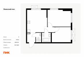 ЖК «Янинский лес», планировка 2-комнатной квартиры, 48.93 м²