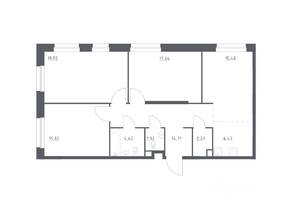 ЖК «ЭкоБунино», планировка 3-комнатной квартиры, 97.93 м²