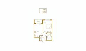 МЖК «Новая история», планировка 1-комнатной квартиры, 36.95 м²