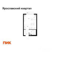 ЖК «Ярославский квартал», планировка студии, 24.90 м²