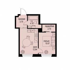 ЖК «ID Murino III», планировка 1-комнатной квартиры, 33.46 м²