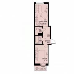 ЖК «ID Murino III», планировка 1-комнатной квартиры, 37.37 м²