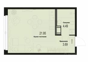 ЖК «ID Murino III», планировка студии, 30.13 м²