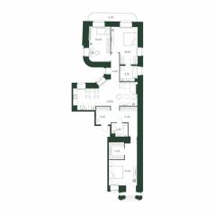 ЖК «Моисеенко, 10», планировка 3-комнатной квартиры, 124.60 м²