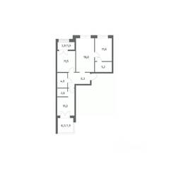 ЖК «NEWПИТЕР», планировка 3-комнатной квартиры, 77.72 м²