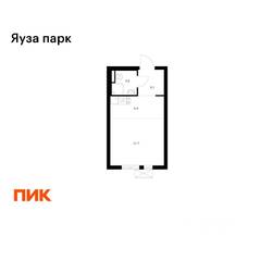 ЖК «Яуза парк (ПИК)», планировка студии, 22.80 м²