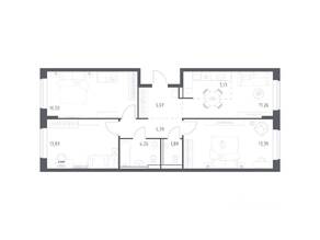 ЖК «Пригород Лесное», планировка 3-комнатной квартиры, 80.17 м²