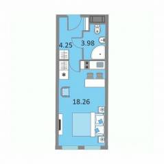 Апарт-комплекс «Начало», планировка студии, 26.10 м²