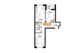 ЖК «Планерный квартал», планировка 2-комнатной квартиры, 61.28 м²
