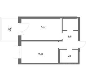 ЖК «Парусная 1», планировка 1-комнатной квартиры, 50.00 м²