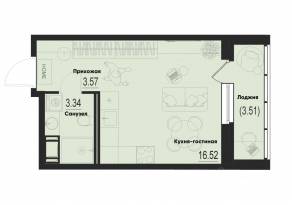 ЖК «ID Murino III», планировка студии, 25.19 м²