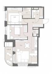 ЖК «Родина Парк», планировка 3-комнатной квартиры, 72.50 м²