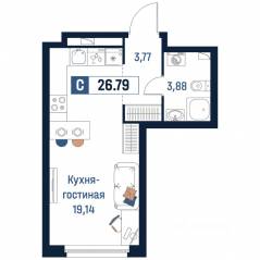 ЖК «Максималист», планировка студии, 26.79 м²