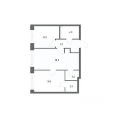 ЖК «NEWПИТЕР», планировка 2-комнатной квартиры, 55.37 м²