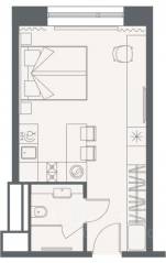 Апарт-комплекс «YE'S Primorsky», планировка 1-комнатной квартиры, 27.52 м²