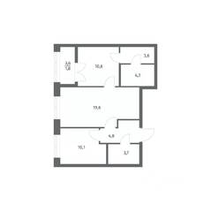 ЖК «NEWПИТЕР», планировка 2-комнатной квартиры, 58.47 м²