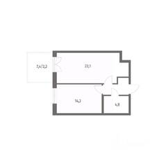 ЖК «NEWПИТЕР», планировка 1-комнатной квартиры, 47.20 м²