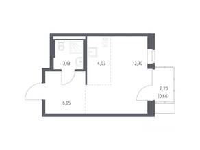ЖК «Подольские Кварталы», планировка студии, 26.57 м²