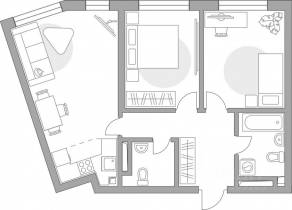 ЖК «Тринити-3», планировка 3-комнатной квартиры, 63.63 м²