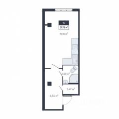 ЖК «Ромашки», планировка студии, 29.80 м²