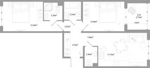 ЖК «ЛесART», планировка 2-комнатной квартиры, 64.73 м²