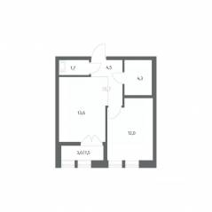 ЖК «NEWПИТЕР», планировка 1-комнатной квартиры, 37.69 м²