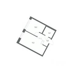 ЖК «NEWПИТЕР», планировка 1-комнатной квартиры, 35.86 м²