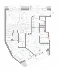 МФК «Nicole», планировка 2-комнатной квартиры, 130.40 м²