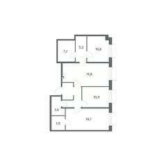 ЖК «Парусная 1», планировка 3-комнатной квартиры, 88.50 м²
