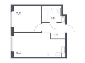 ЖК «Квартал Торики», планировка 1-комнатной квартиры, 34.30 м²