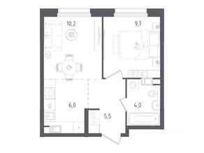 ЖК «Ольховый Квартал», планировка 1-комнатной квартиры, 35.40 м²