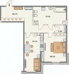 ЖК «Manhattan», планировка 1-комнатной квартиры, 80.30 м²