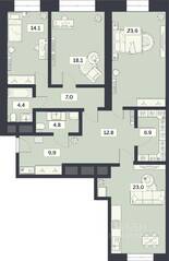 ЖК «Лайм», планировка 3-комнатной квартиры, 125.40 м²