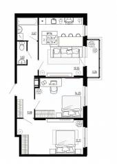 МЖК «Аннино Сити», планировка 2-комнатной квартиры, 66.72 м²
