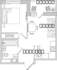 ЖК ЦДС «Dreamline», планировка 1-комнатной квартиры, 38.00 м²