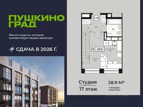 ЖК «Пушкино Град», планировка студии, 28.90 м²