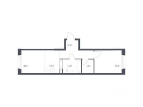 ЖК «ЭкоБунино», планировка 1-комнатной квартиры, 37.70 м²