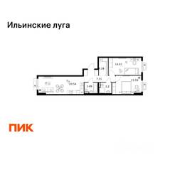 ЖК «Ильинские луга», планировка 2-комнатной квартиры, 66.70 м²