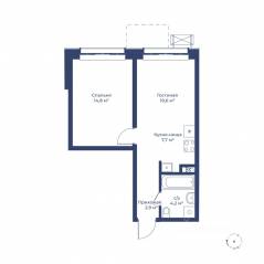 ЖК «Цветочный город», планировка 2-комнатной квартиры, 40.20 м²