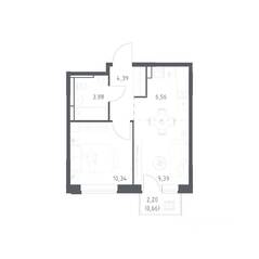 ЖК «Прибрежный Парк», планировка 1-комнатной квартиры, 35.20 м²